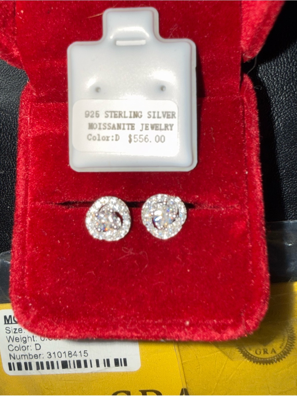 Moissanite Halo Stud Earrings In White Sterling Silver